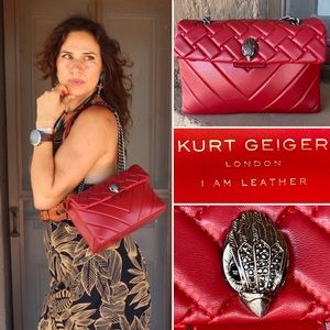 * SOLD * KURT GEIGER London Red Leather Convertible Shoulder Crossbody Bag